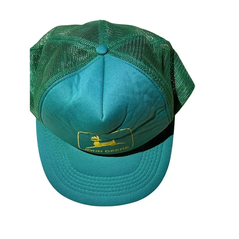 Vtg John deer trucker hat mesh OSFA SnapBack green yellow logo cap